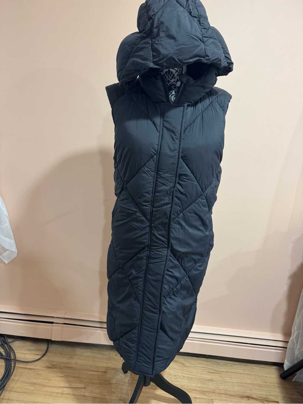 Sam Edelman Hooded Quilted Sleeveless Long Puffer Vest - Black